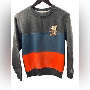 BEAR THE BEAMS Gray Blue Orange Crew Neck Pullover Sweatshirt Mens Small